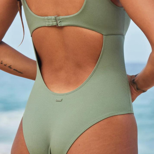 Roxy Pro The Double Line One Piece Swimsuit ERJX103588 - Agave Green